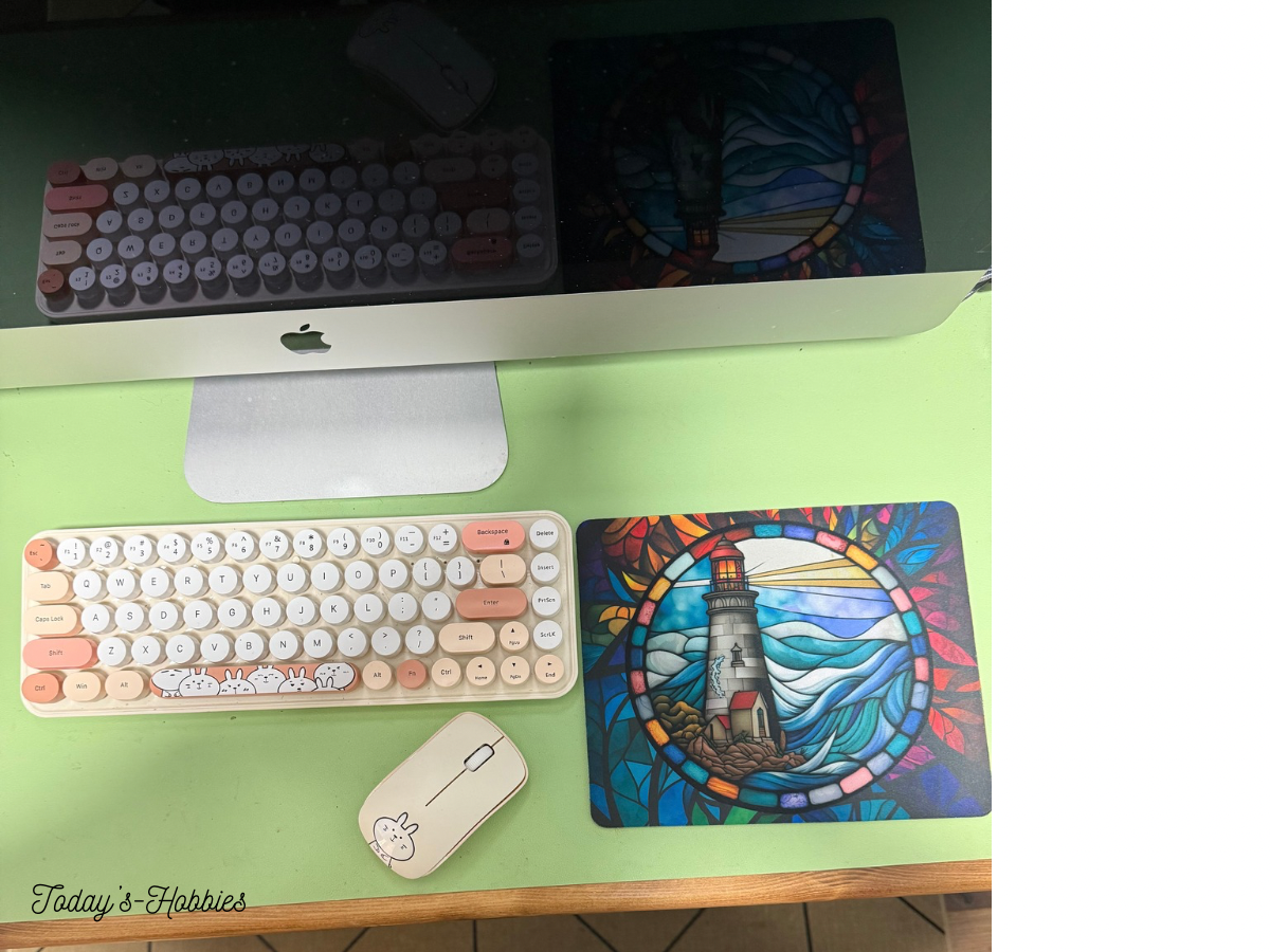 Sublimation mouse pad and matching keyboard with lighthouse design from Today’s Hobbies handcrafted gift ideas