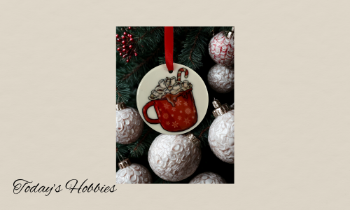 Handcrafted Christmas ornament for home featuring sublimation glass with a red mug and candy cane design