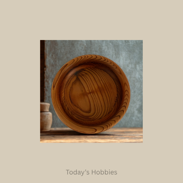 Red cedar home decor bowl with natural wood grain pattern by Todays Hobbies on wooden surface
