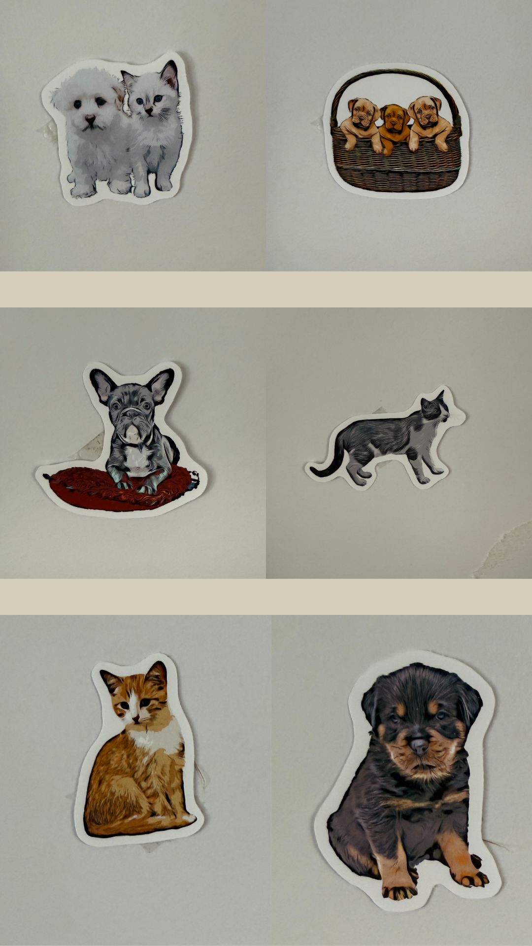 Today’s Hobbies premium weatherproof sticker pack featuring cute dog and cat designs