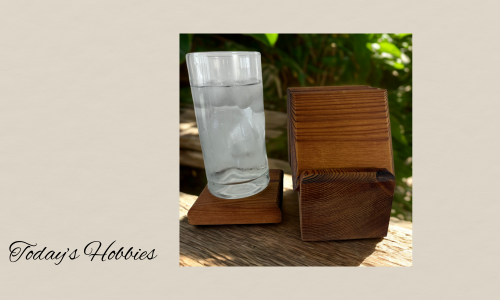 Handcrafted red cedar drink coasters set with natural wood grain and water-resistant finish perfect for outdoor use