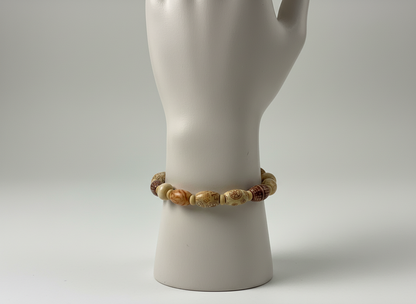 Handmade Wood Bead Stretch Bracelet – Earthy Boho Home Decor Accessory | One‑of‑a‑Kind Handcrafted Gift
