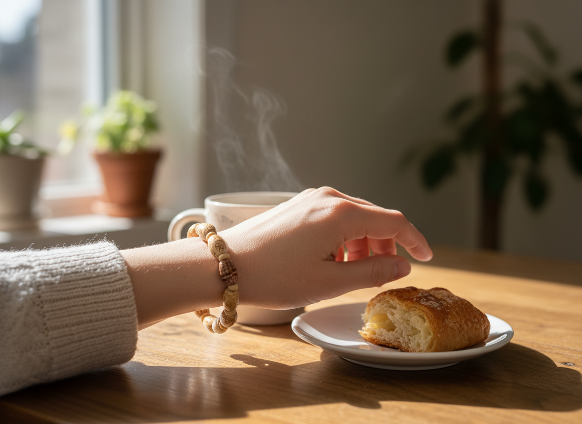 Handmade Wood Bead Stretch Bracelet – Earthy Boho Home Decor Accessory | One‑of‑a‑Kind Handcrafted Gift