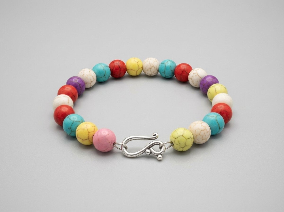 Handmade 8 Inch Colorful Beaded Wire Bracelet for Women – One of a Kind