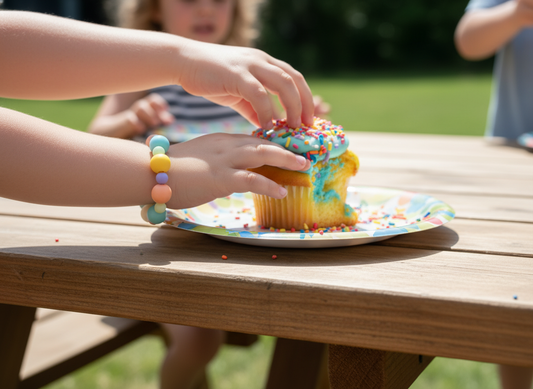 Kids’ Bead Bracelet – 6.5" Adjustable | Pastel Rainbow | Handmade Home Decor-Inspired Accessory Handcrafted