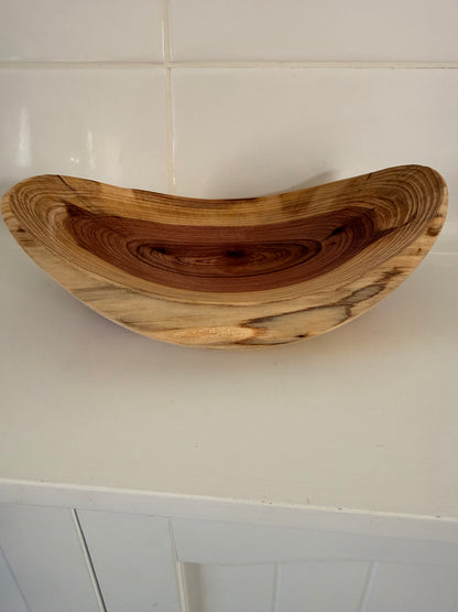 Cedar Wood Bowl – 8" Wide x 2" Tall | Handmade Home Decor Fruit or Snack Dish Handcrafted