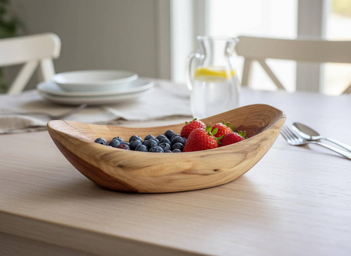 Cedar Wood Bowl – 8" Wide x 2" Tall | Handmade Home Decor Fruit or Snack Dish Handcrafted