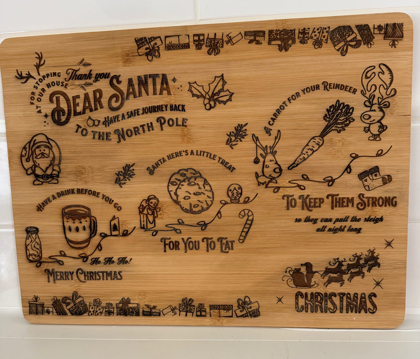 Today's Hobbies funny Christmas cutting board made of wood with holiday-themed engravings
