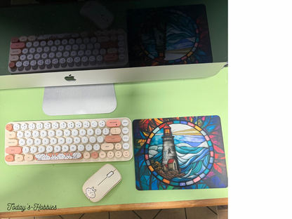 Sublimation mouse pad and matching keyboard with lighthouse design from Today’s Hobbies handcrafted gift ideas