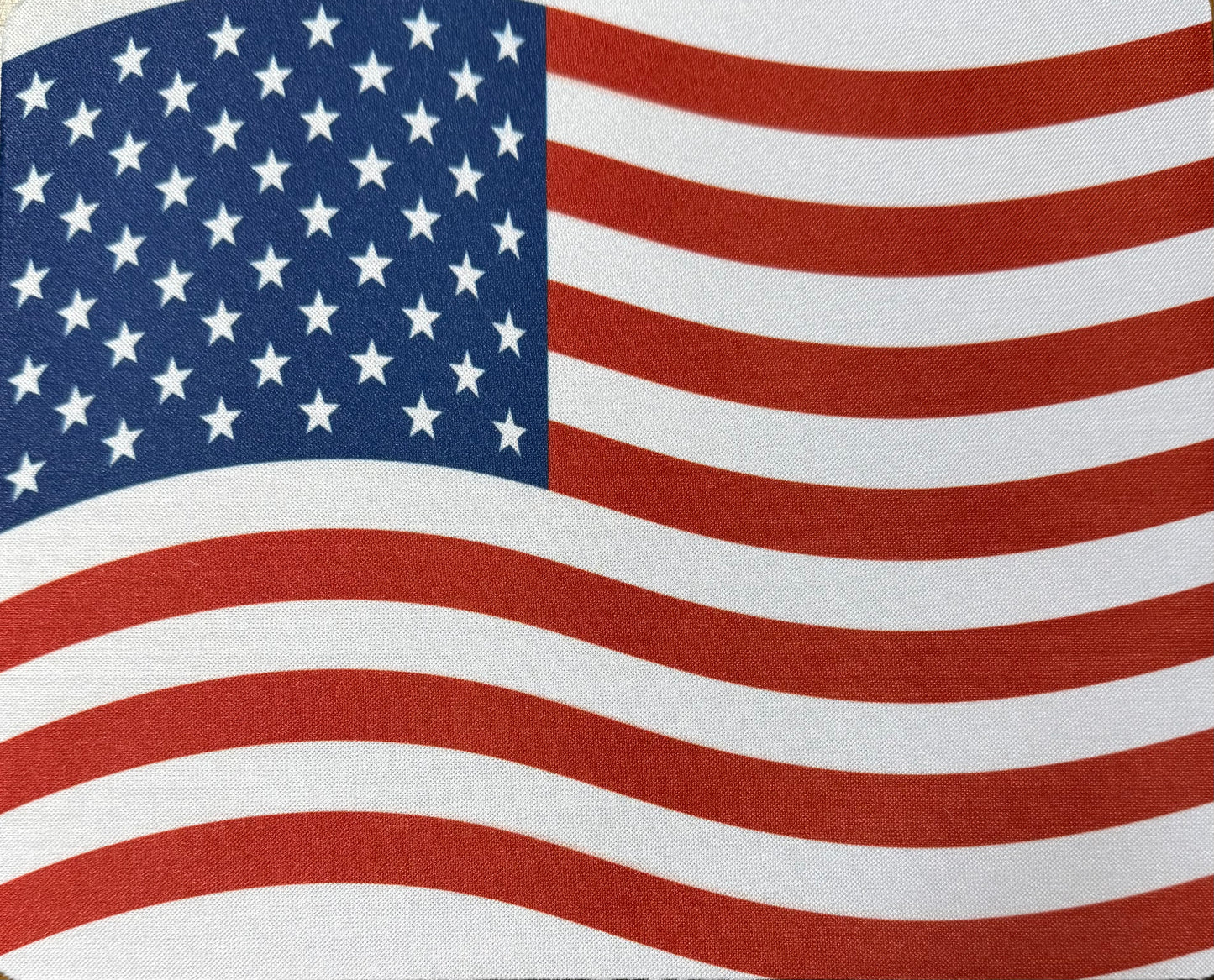 Sublimation of American flag fabric showcasing handcrafted gift ideas by Today’s Hobbies