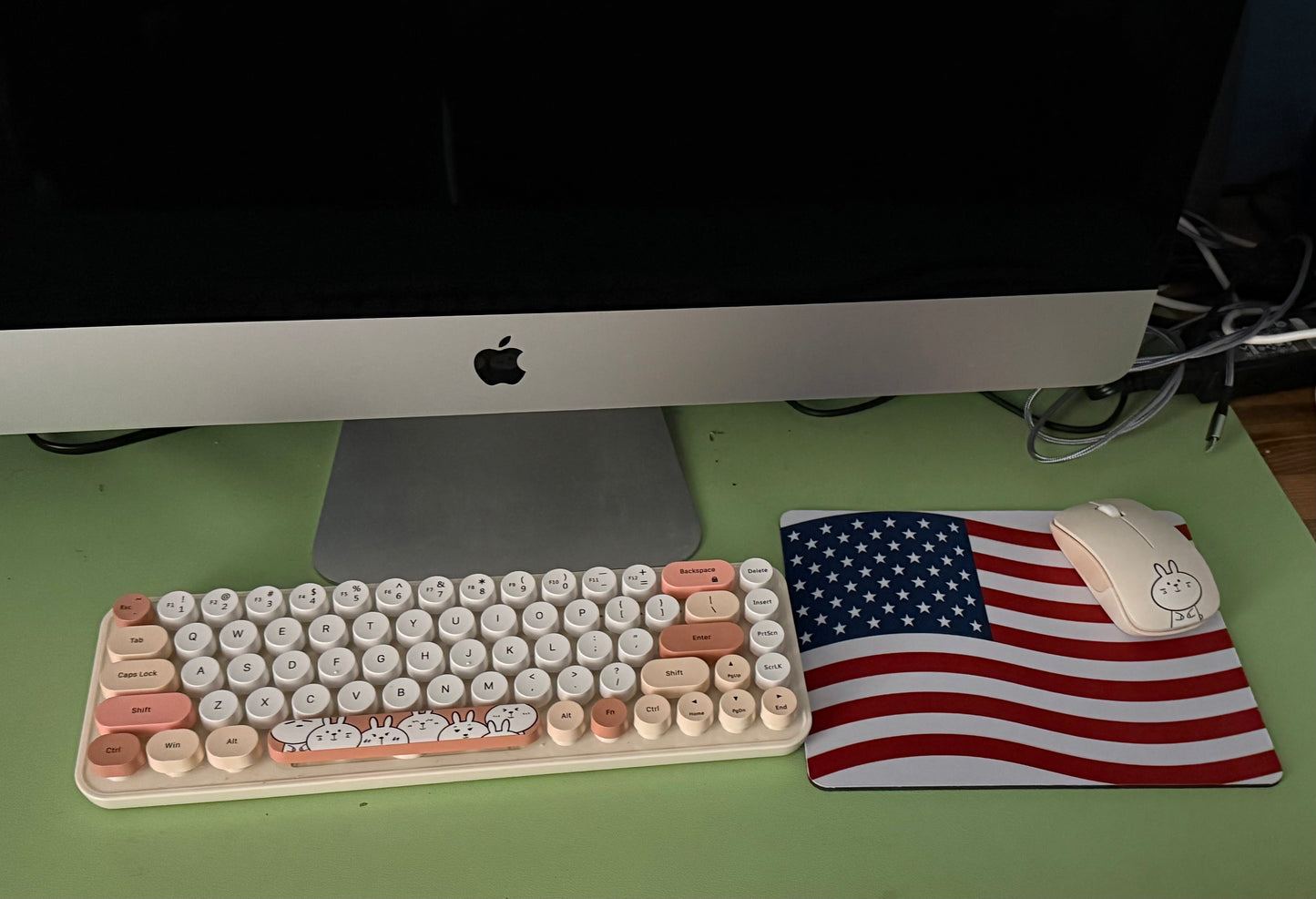 Sublimation keyboard and American flag mouse pad with cute character design, perfect handcrafted gift ideas