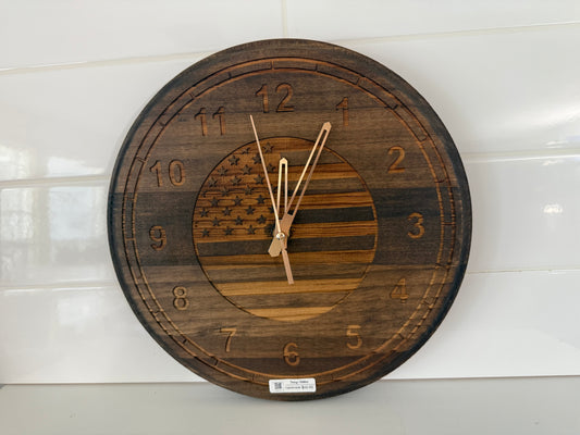 Today’s Hobbies wooden handcrafted wall clock for home decor with American flag design