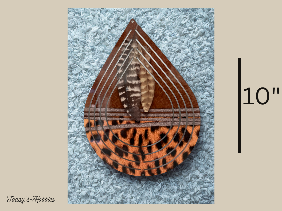 Today's Hobbies sublimation metal wind spinner for garden with feather and tiger print design