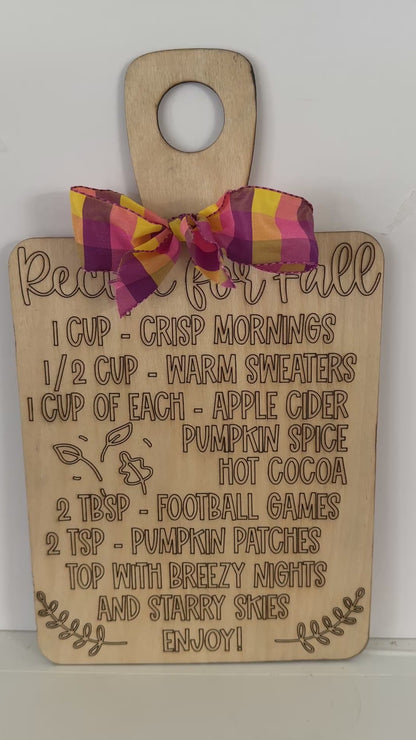 Kitchen Decor Plaque Fall Recipe Handmade