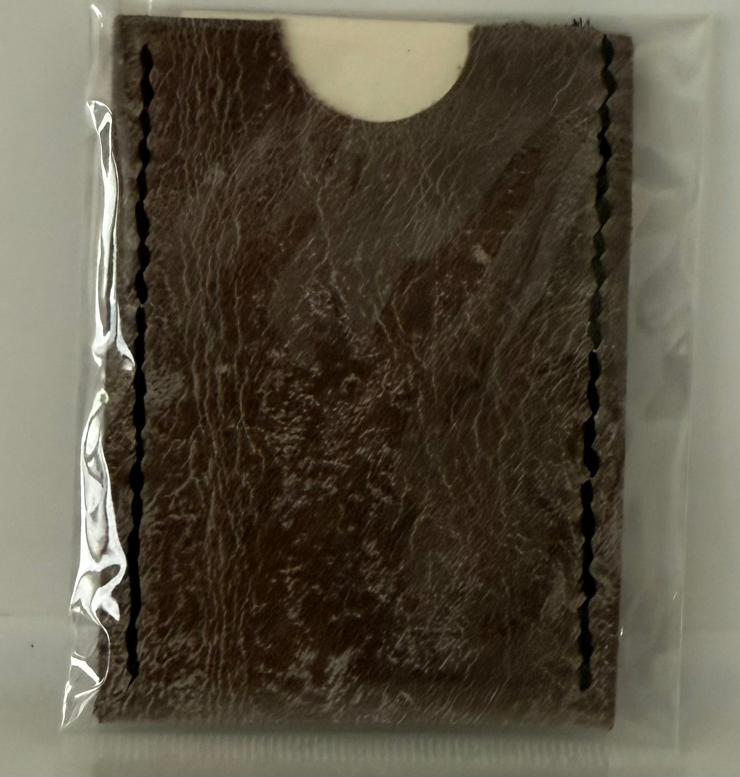 Today's Hobbies 100 percent cow hide slim leather card sleeve in dark brown color with black stitching