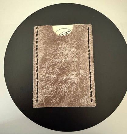 Today’s Hobbies 100 percent cow hide slim leather card sleeve in brown with visible stitching