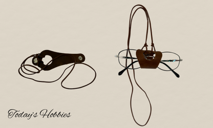 100 percent cow hide eyewear lanyard for reading glasses by Todays Hobbies in brown leather design
