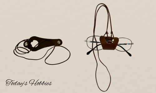 100 percent cow hide eyewear lanyard for reading glasses by Todays Hobbies in brown leather design