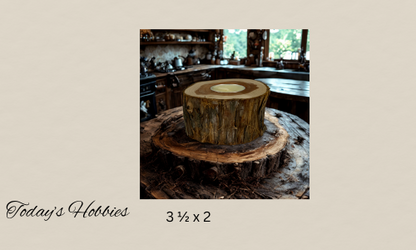 Wooden handmade candle holder for home decor with natural bark texture by Today’s Hobbies