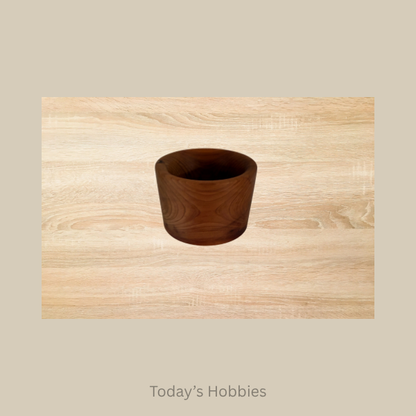 Handmade ring dish wood in dark brown finish by Todays Hobbies on light wood background