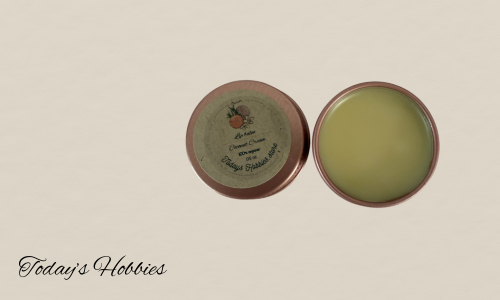Today's Hobbies hydrating lip balm for chapped lips in round container with natural balm texture