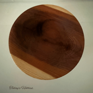 Round wooden bowl from Today’s Hobbies, a unique handcrafted home decor gift with natural wood grain