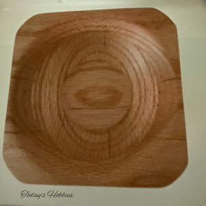 Handmade small oak bowl by Today’s Hobbies showcasing smooth wood grain and rounded square shape