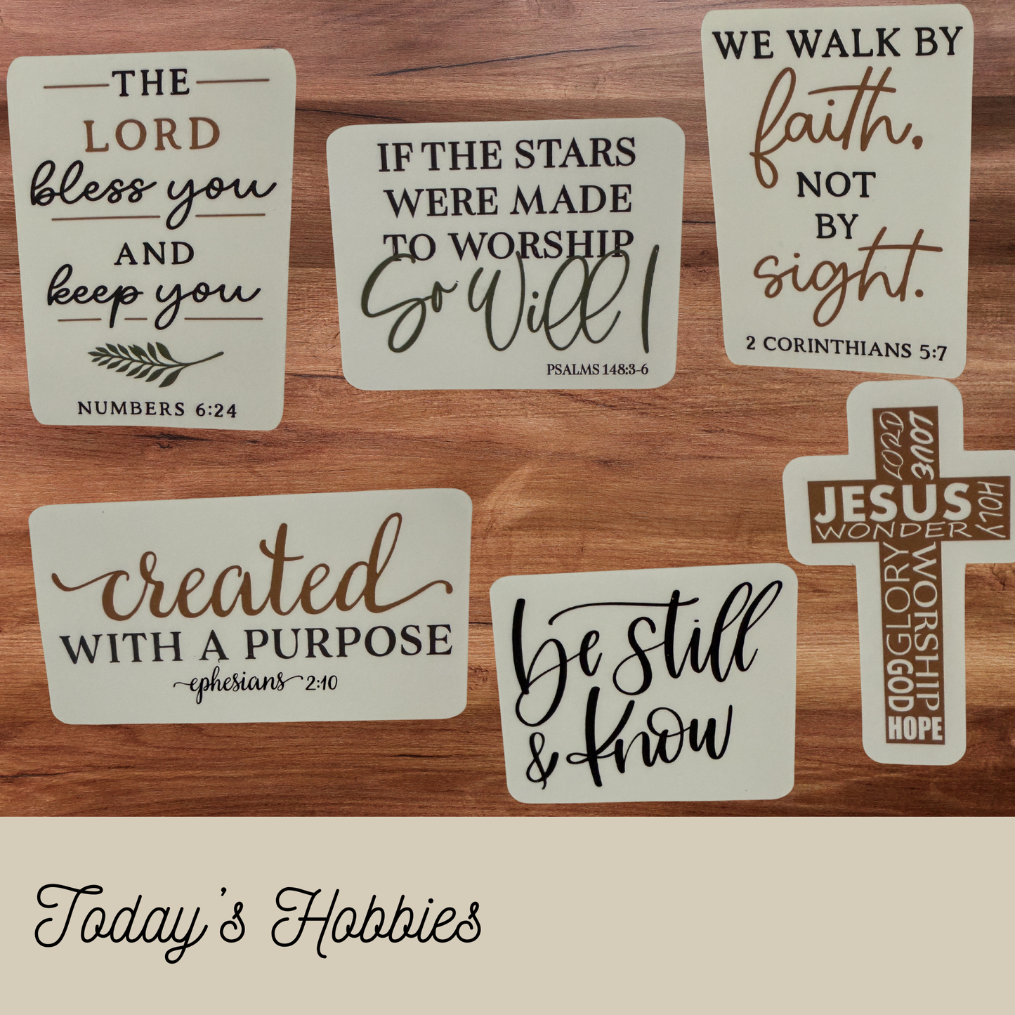 Today's Hobbies premium weatherproof sticker pack with inspirational faith quotes and Bible verses