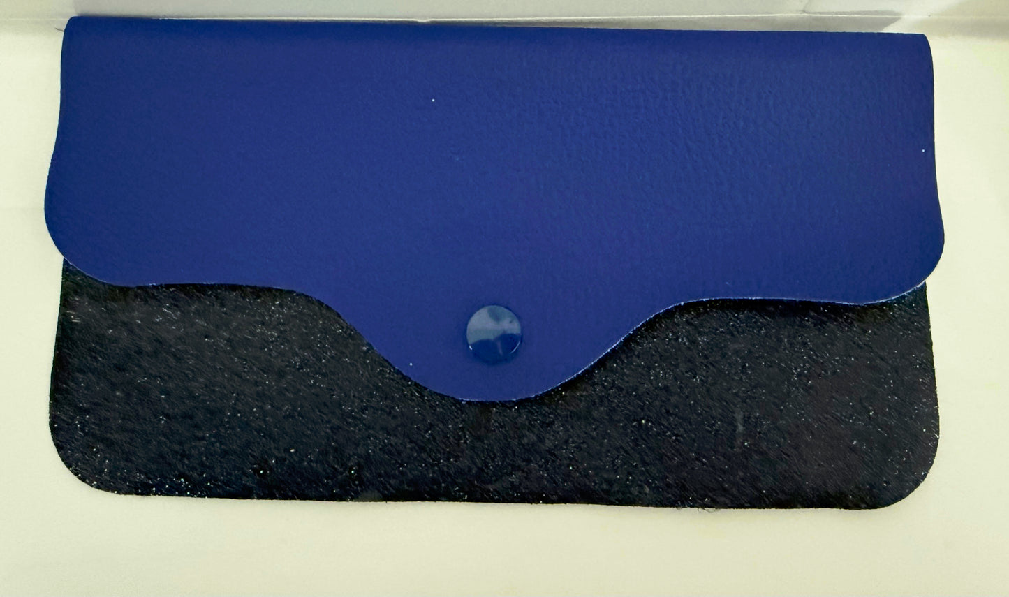 Craft leather wallet in blue and black by Today's Hobbies unique handmade wallet gift option