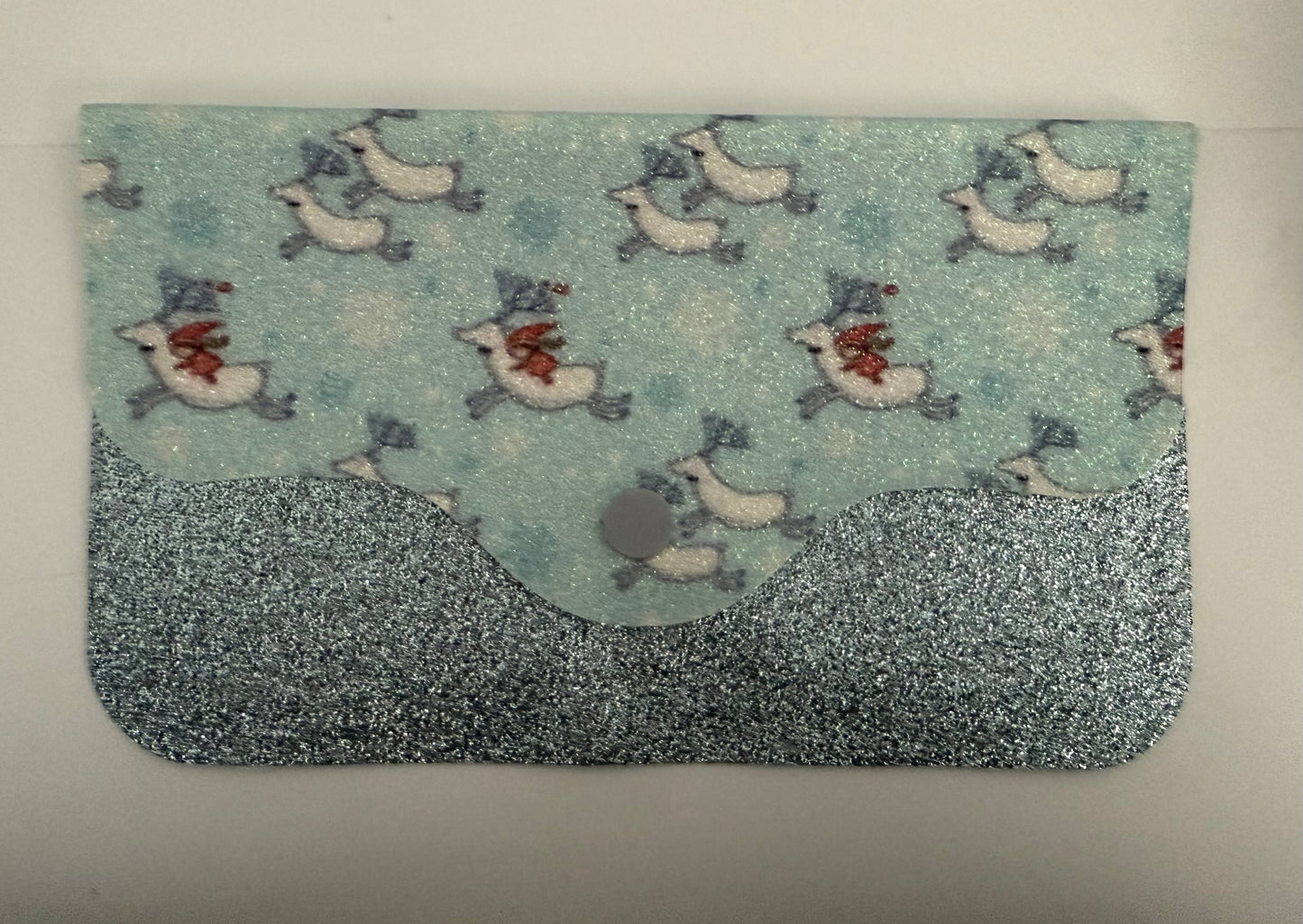 Craft leather wallet with glitter bottom and cute duck pattern unique handmade wallet gift