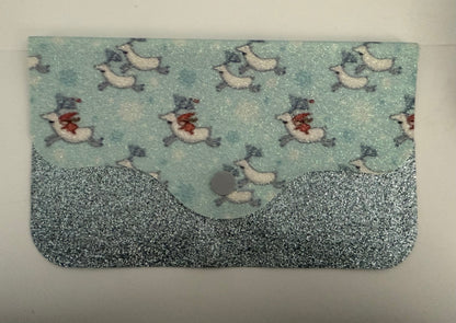 Craft leather wallet with glitter bottom and cute duck pattern unique handmade wallet gift