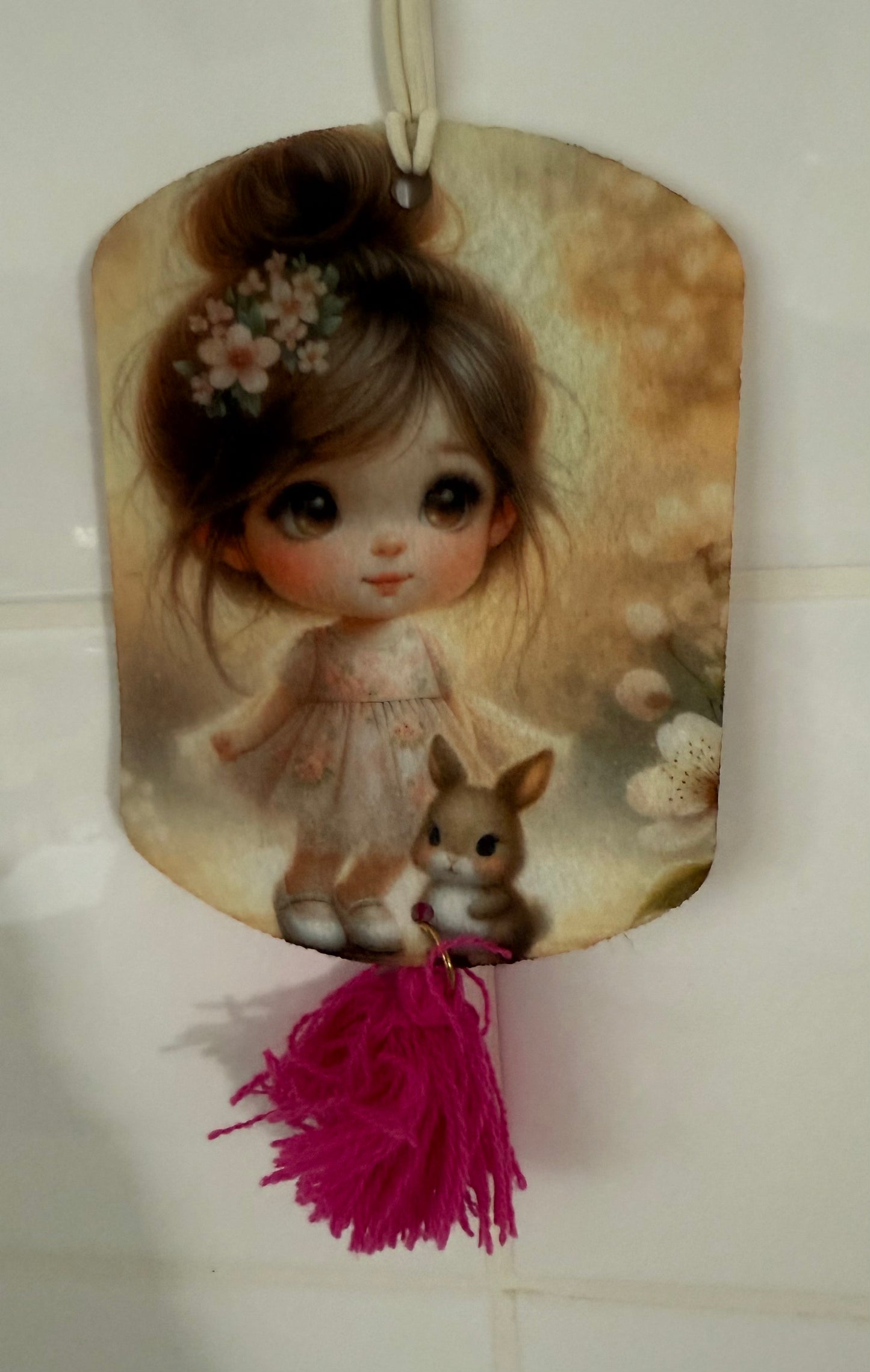 Today's Hobbies sublimation unique home air freshener decor with cute girl and bunny design
