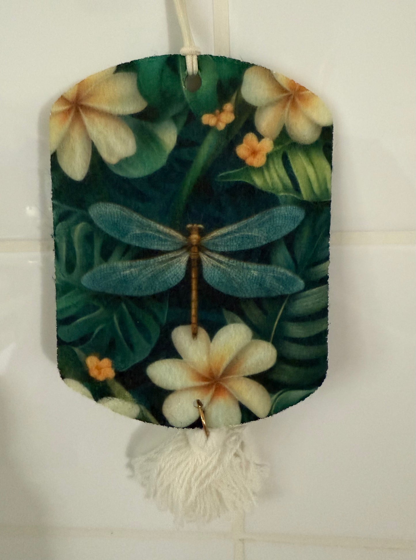 Today's Hobbies sublimation air freshener with dragonfly and tropical floral design unique home air freshener decor