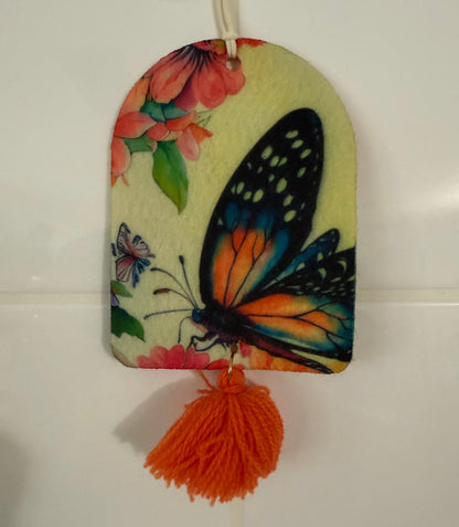 Today's Hobbies sublimation unique home air freshener decor with colorful butterfly and floral design