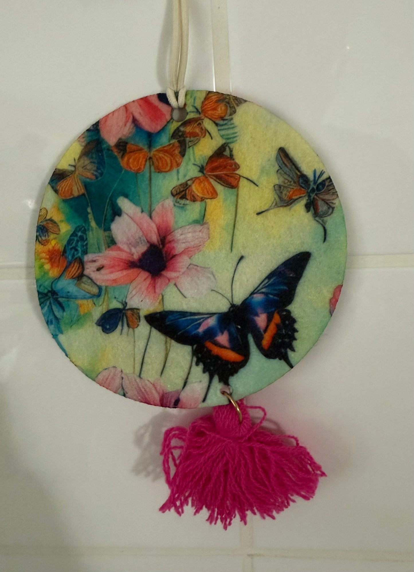 Today's Hobbies sublimation unique home air freshener decor with colorful butterflies and flowers