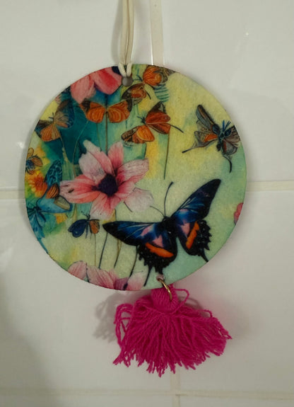Today's Hobbies sublimation unique home air freshener decor with colorful butterflies and flowers