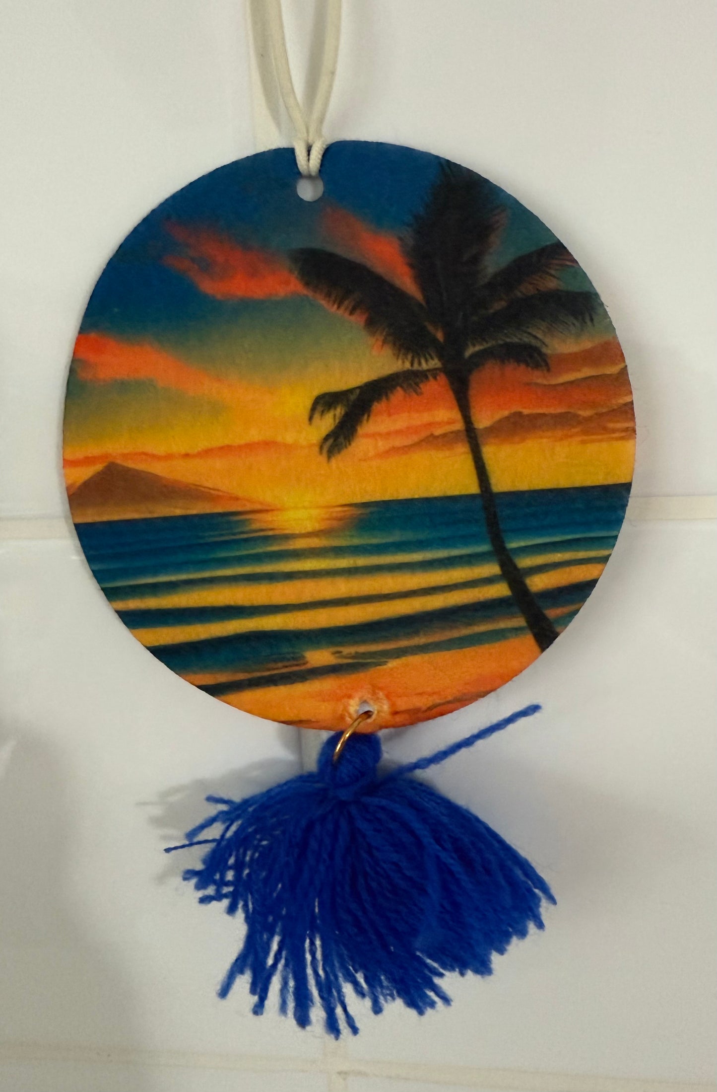 Today's Hobbies sublimation air freshener with sunset beach and palm tree design unique home air freshener decor
