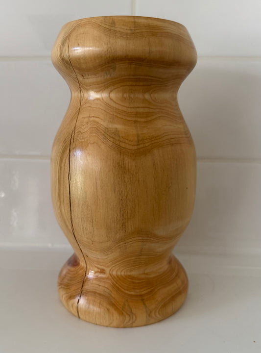 Unique rustic cedar home decor wooden vase with smooth natural grain finish by Today’s Hobbies