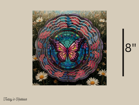 8 inch sublimation butterfly wind spinner with colorful stained glass design unique wind spinner gift