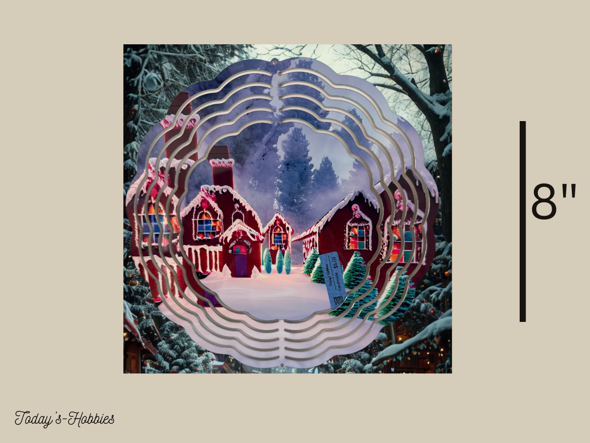 Today's Hobbies sublimation 8 inch unique wind spinner gift with winter cabin design